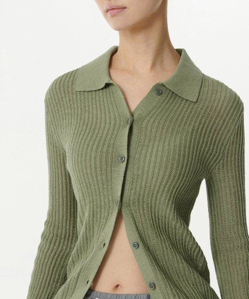 MUSINSA STANDARD WOMAN MUSINSA STANDARD WOMAN Cardigan Slim Collared [Moss]