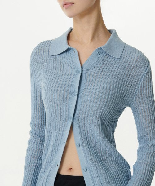 MUSINSA STANDARD WOMAN MUSINSA STANDARD WOMAN Cardigan Slim Collared [Sky Blue]