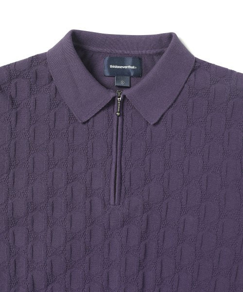 THISISNEVERTHAT THISISNEVERTHAT Cable Knit Zip Polo Violet