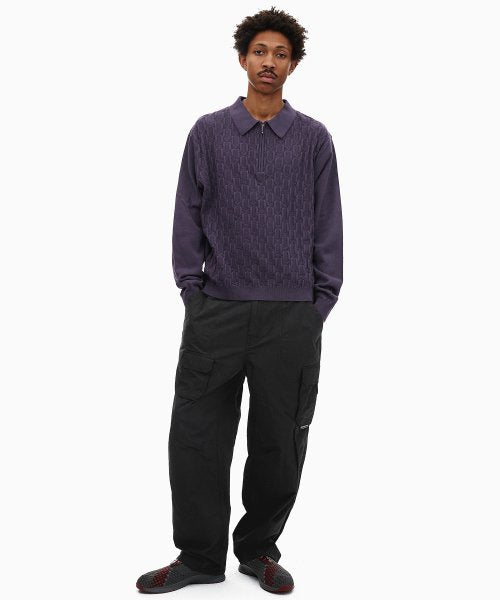 THISISNEVERTHAT THISISNEVERTHAT Cable Knit Zip Polo Violet