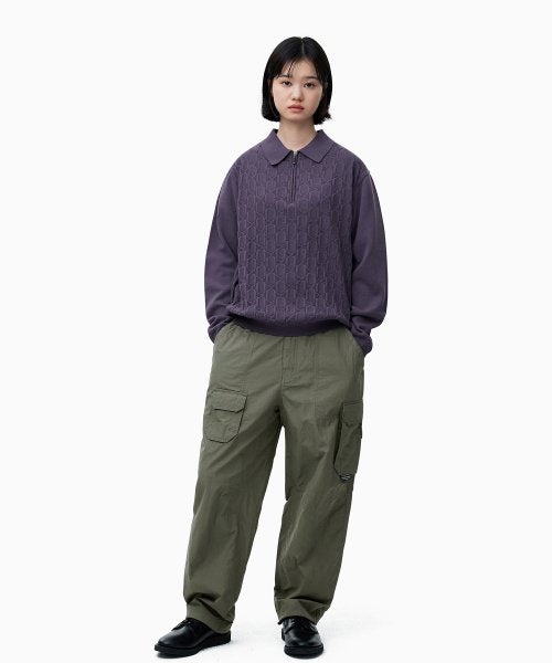 THISISNEVERTHAT THISISNEVERTHAT Cable Knit Zip Polo Violet