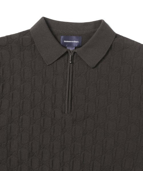 THISISNEVERTHAT THISISNEVERTHAT Cable Knit Zip Polo Unisex