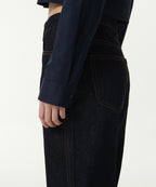 MUSINSA STANDARD WOMAN MUSINSA STANDARD WOMAN Slim Fit Crop Shirt (Dark Navy)