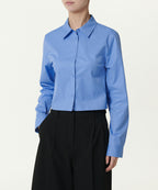 MUSINSA STANDARD WOMAN MUSINSA STANDARD WOMAN Slim Fit Crop Shirt [Socks Blue]