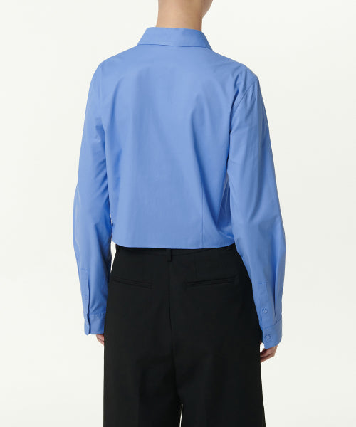 MUSINSA STANDARD WOMAN MUSINSA STANDARD WOMAN Slim Fit Crop Shirt [Socks Blue]