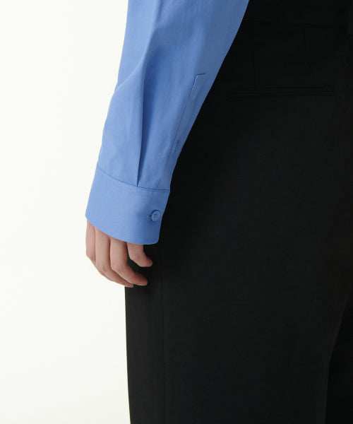 MUSINSA STANDARD WOMAN MUSINSA STANDARD WOMAN Slim Fit Crop Shirt [Socks Blue]