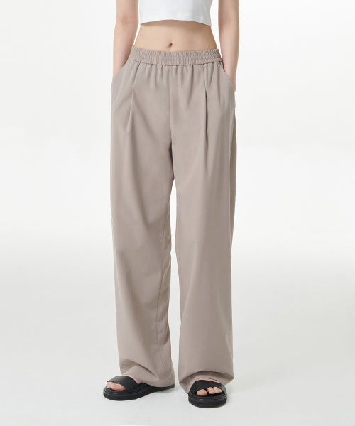 MUSINSA STANDARD WOMAN MUSINSA STANDARD WOMAN Slacks Wide Banding [Light Beige]