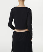 MUSINSA STANDARD WOMAN MUSINSA STANDARD WOMAN Women's Ribbed Tie-Up Crop Cardigan (Black)