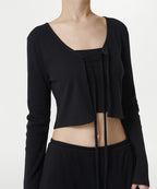 MUSINSA STANDARD WOMAN MUSINSA STANDARD WOMAN Women's Ribbed Tie-Up Crop Cardigan (Black)