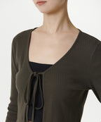 MUSINSA STANDARD WOMAN MUSINSA STANDARD WOMAN Cardigan ribbed tie-up crop dark olive