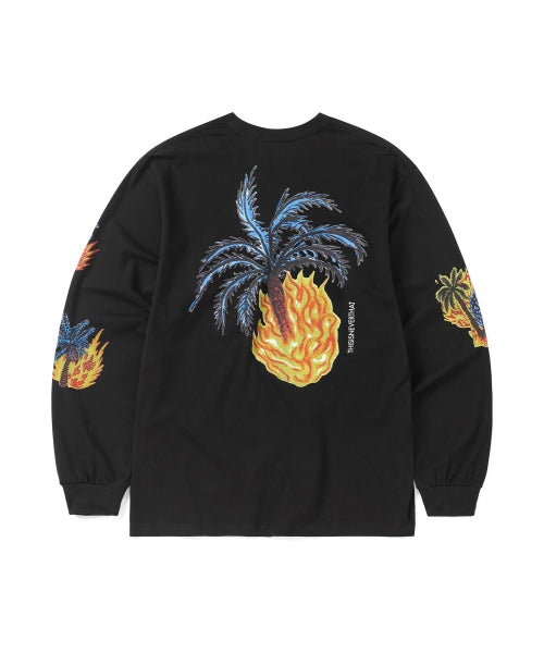 THISISNEVERTHAT THISISNEVERTHAT T-Shirt Burning Palm Tree L/S Off Black