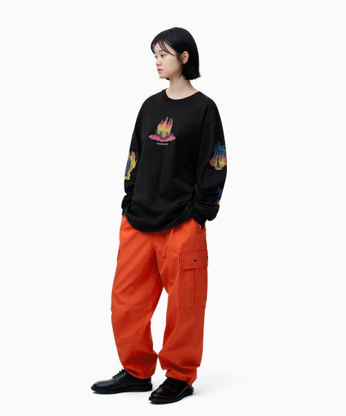 THISISNEVERTHAT THISISNEVERTHAT T-Shirt Burning Palm Tree L/S Off Black