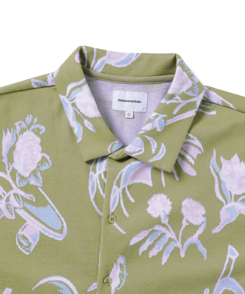 THISISNEVERTHAT THISISNEVERTHAT Object Jacquard Button Up Top Green