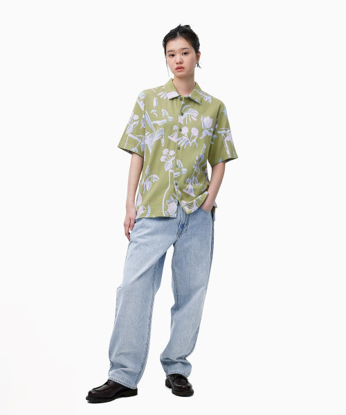 THISISNEVERTHAT THISISNEVERTHAT Object Jacquard Button Up Top Green