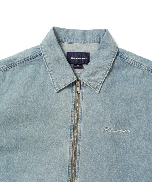 THISISNEVERTHAT THISISNEVERTHAT Washed Denim Zip Shirt Washed Blue