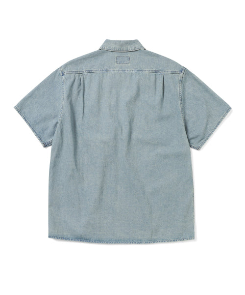 THISISNEVERTHAT THISISNEVERTHAT Washed Denim Zip Shirt Washed Blue