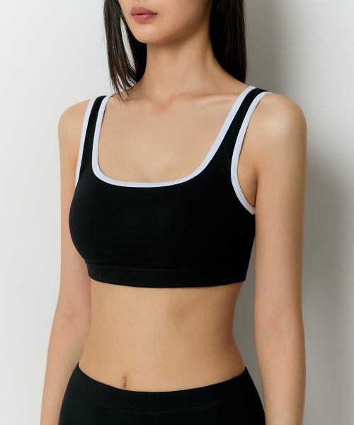 MUSINSA STANDARD WOMAN MUSINSA STANDARD WOMAN Women's Square Neck Cotton Bra Top (Black)