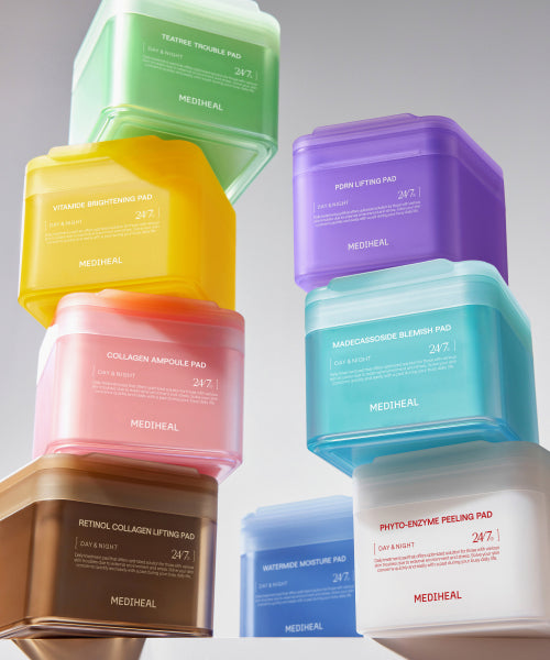 Mediheal [Giveaway 3 additional pads] 100 derma toner pads original + 100 refills (cross-possible/tea tree/madecassoside/PDRN/collagen/watermide/vita/phytoenzyme/retinol)