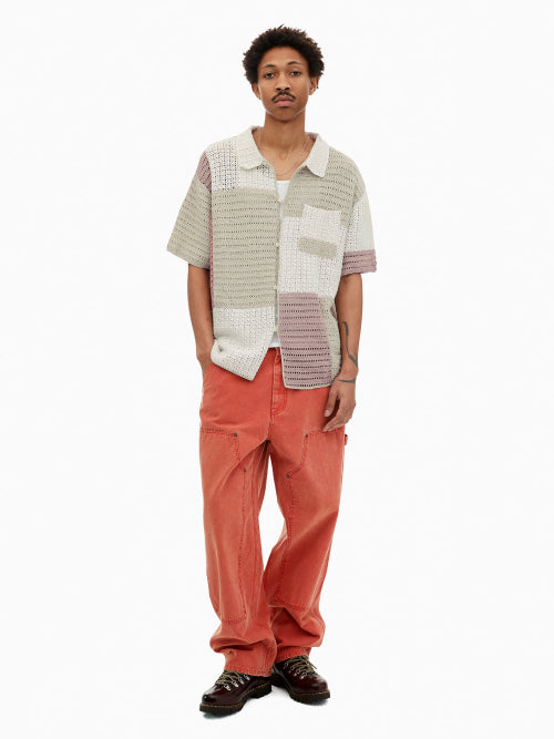 THISISNEVERTHAT THISISNEVERTHAT Block Crochet Knit S/S Shirt Ivory