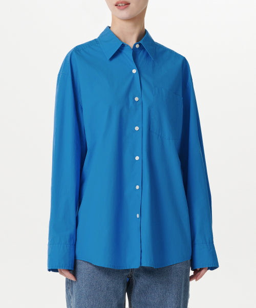 MUSINSA STANDARD WOMAN MUSINSA STANDARD WOMAN Women's Oversized Washed Poplin Shirt [Blue]