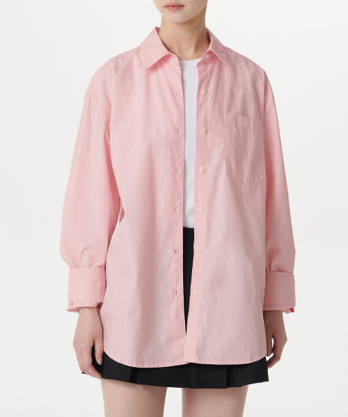 MUSINSA STANDARD WOMAN MUSINSA STANDARD WOMAN Women's Oversized Washed Poplin Shirt (Pink)