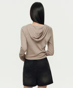 MUSINSA STANDARD WOMAN MUSINSA STANDARD WOMAN Women's Ribbed Slim Hoodie Greyish Beige