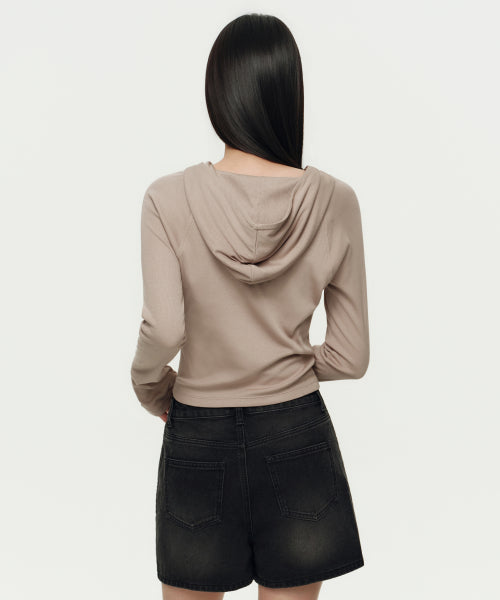 MUSINSA STANDARD WOMAN MUSINSA STANDARD WOMAN Women's Ribbed Slim Hoodie Greyish Beige