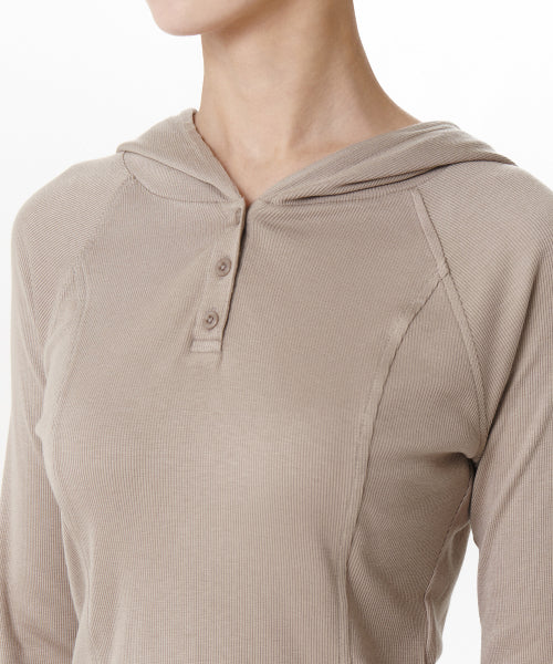 MUSINSA STANDARD WOMAN MUSINSA STANDARD WOMAN Women's Ribbed Slim Hoodie Greyish Beige
