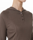 MUSINSA STANDARD WOMAN MUSINSA STANDARD WOMAN Women's Ribbed Slim Hooded Long Sleeve T-Shirt Dusty Brown