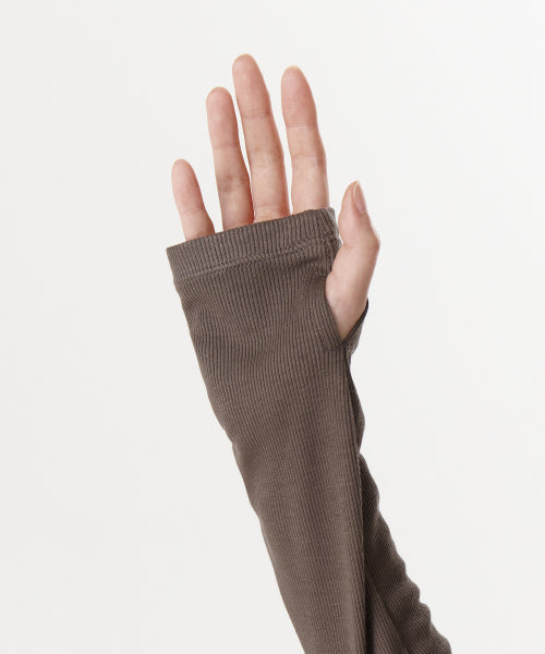 MUSINSA STANDARD WOMAN MUSINSA STANDARD WOMAN Women's Ribbed Slim Hooded Long Sleeve T-Shirt Dusty Brown
