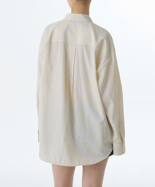 MUSINSA STANDARD WOMAN MUSINSA STANDARD WOMAN Women's Oversized Striped Silky Shirt [Yellow]