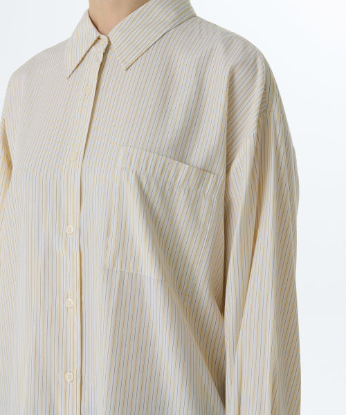 MUSINSA STANDARD WOMAN MUSINSA STANDARD WOMAN Women's Oversized Striped Silky Shirt [Yellow]