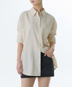 MUSINSA STANDARD WOMAN MUSINSA STANDARD WOMAN Women's Oversized Striped Silky Shirt [Yellow]