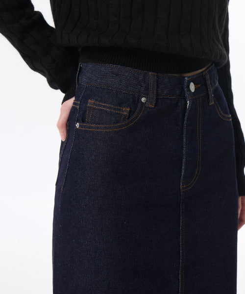 MUSINSA STANDARD WOMAN MUSINSA STANDARD WOMAN Denim Midi Skirt Deep Indigo