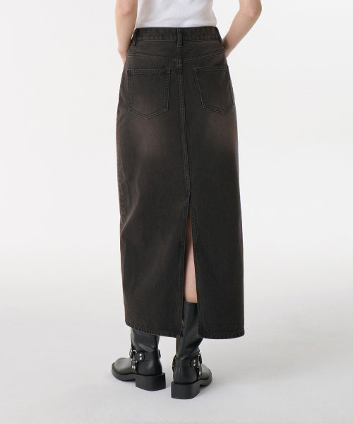 MUSINSA STANDARD WOMAN MUSINSA STANDARD WOMAN Denim Maxi Skirt Rusty Black