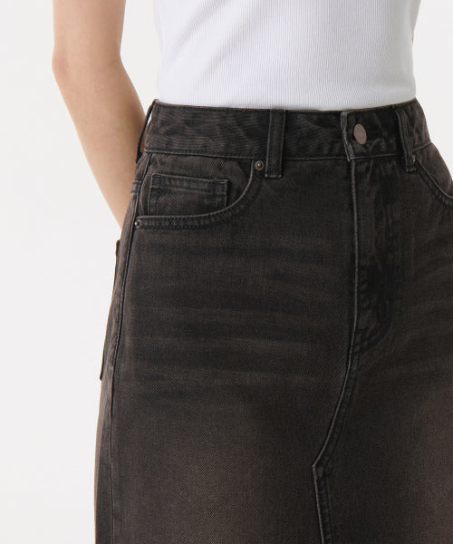 MUSINSA STANDARD WOMAN MUSINSA STANDARD WOMAN Denim Maxi Skirt Rusty Black