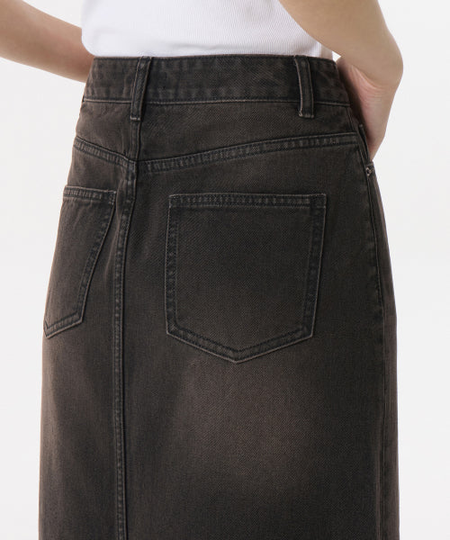 MUSINSA STANDARD WOMAN MUSINSA STANDARD WOMAN Denim Maxi Skirt Rusty Black