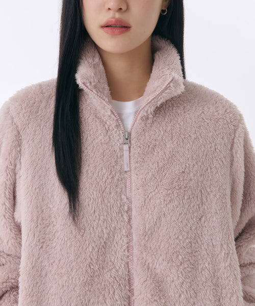 MUSINSA STANDARD WOMAN MUSINSA STANDARD WOMAN Women's Shaggy Fleece Zip-Up Jacket (Light Pink)