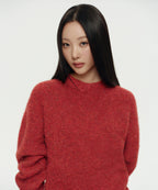 MUSINSA STANDARD WOMAN MUSINSA STANDARD WOMAN Women's Bookle Relaxed Crew Neck Knit [Red]