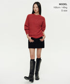 MUSINSA STANDARD WOMAN MUSINSA STANDARD WOMAN Women's Bookle Relaxed Crew Neck Knit [Red]
