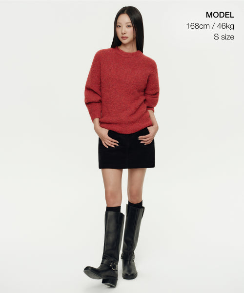 MUSINSA STANDARD WOMAN MUSINSA STANDARD WOMAN Women's Bookle Relaxed Crew Neck Knit [Red]