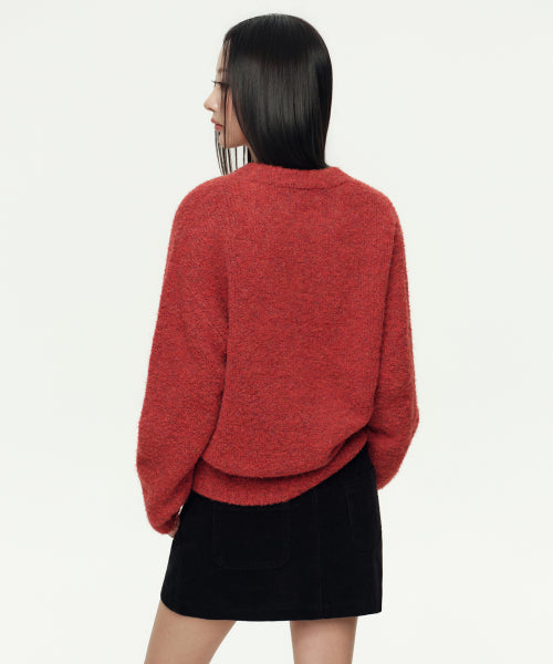 MUSINSA STANDARD WOMAN MUSINSA STANDARD WOMAN Women's Bookle Relaxed Crew Neck Knit [Red]