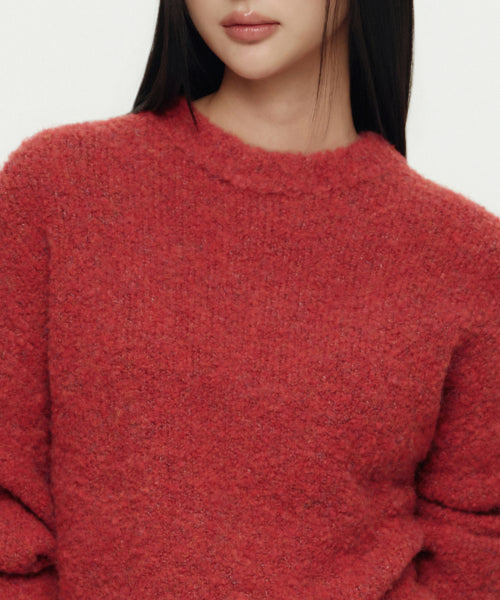 MUSINSA STANDARD WOMAN MUSINSA STANDARD WOMAN Women's Bookle Relaxed Crew Neck Knit [Red]