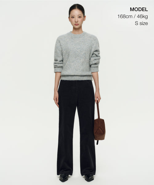 MUSINSA STANDARD WOMAN MUSINSA STANDARD WOMAN Women's Bookle Relaxed Crew Neck Knit [Light Gray]