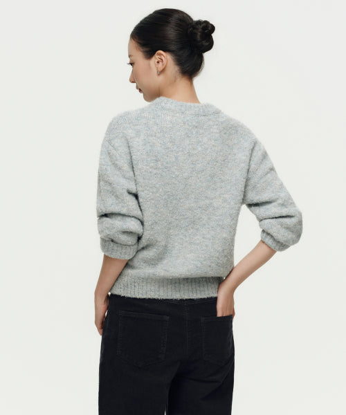MUSINSA STANDARD WOMAN MUSINSA STANDARD WOMAN Women's Bookle Relaxed Crew Neck Knit [Light Gray]