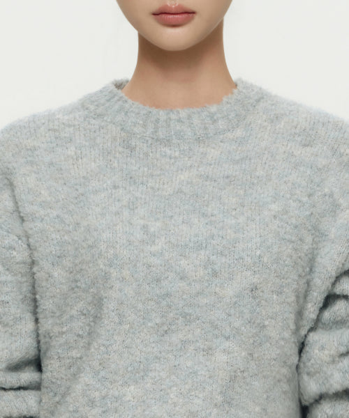 MUSINSA STANDARD WOMAN MUSINSA STANDARD WOMAN Women's Bookle Relaxed Crew Neck Knit [Light Gray]