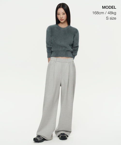 MUSINSA STANDARD WOMAN MUSINSA STANDARD WOMAN Women's Fuzzy Crew Neck Knit Gray