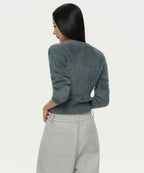 MUSINSA STANDARD WOMAN MUSINSA STANDARD WOMAN Women's Fuzzy Crew Neck Knit Gray