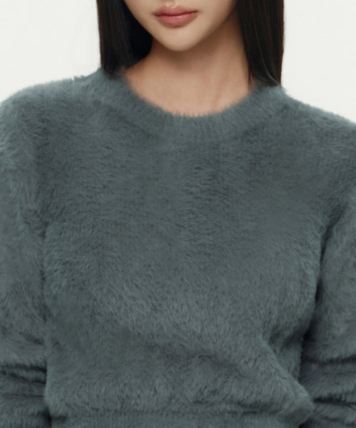 MUSINSA STANDARD WOMAN MUSINSA STANDARD WOMAN Women's Fuzzy Crew Neck Knit Gray