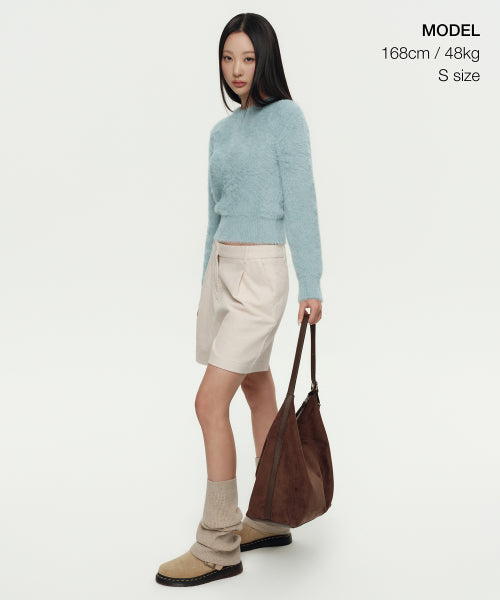 MUSINSA STANDARD WOMAN MUSINSA STANDARD WOMAN Women's Fuzzy Crew Neck Knit Pastel Blue